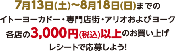 3,000円以上のお買い上げレシートで応募