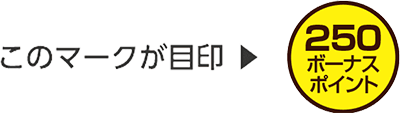 このマークが目印 250ポイントボーナス